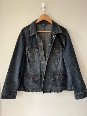 Encore Jeans Women's Dark Wash Denim Jacket - Dark Blue